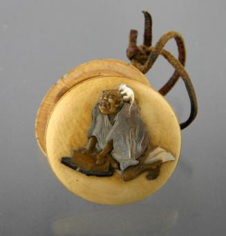 Netsuke with Inlaid Design of a Rat Catcher