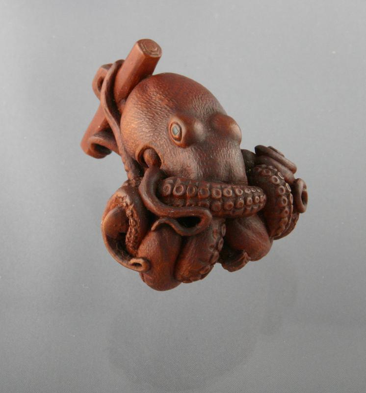 Netsuke of an Octopus with an Anchor