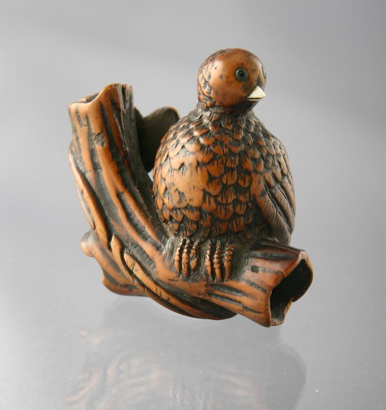 Netsuke of a Bird on a branch