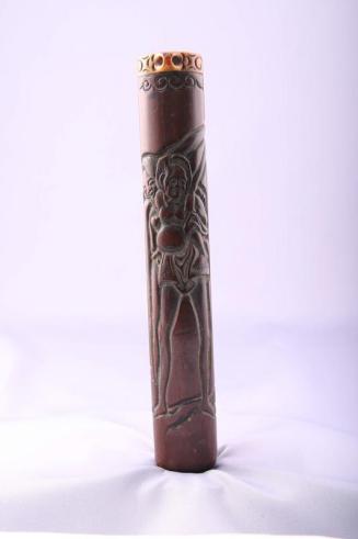 Fan Case with Carving of Long-legged Arhat