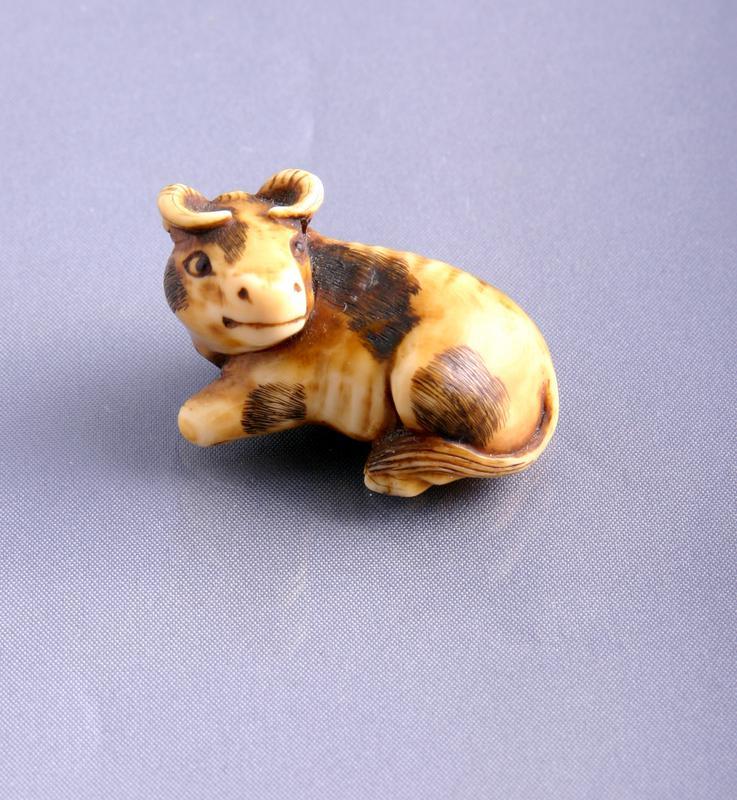 Ivory Netsuke in the Shape of a Reclining Ox