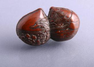 Netsuke of Two Nuts with Engraved Scene