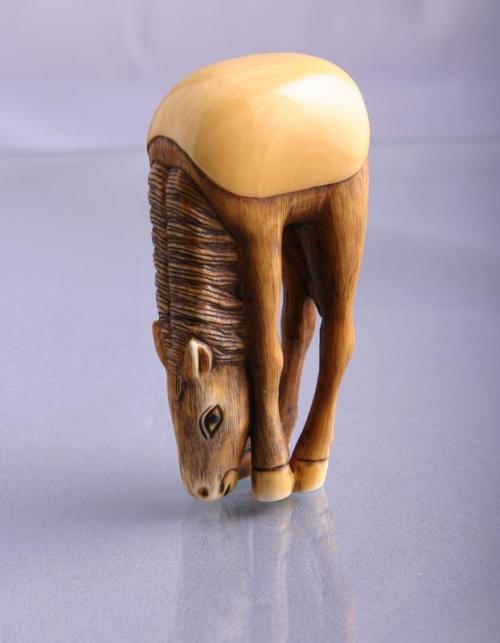 Ivory Netsuke in the Shape of a Grazing Horse
