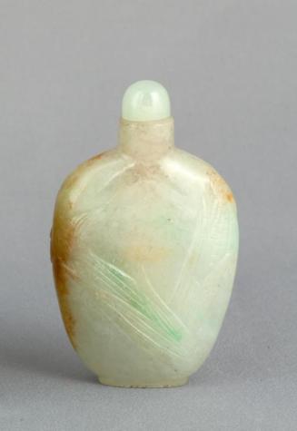Snuff Bottle with Carved Designs of Corn Cobs and Flowering Plants