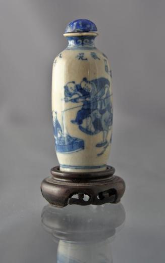 Snuff Bottle with a Scene of an Official, Man carrying a Pole with Baskets