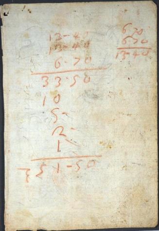 Untitled: (first page with number notations)