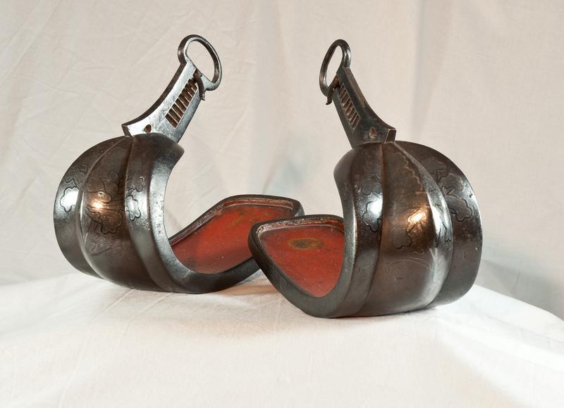 Pair of Metal and Lacquer Stirrups