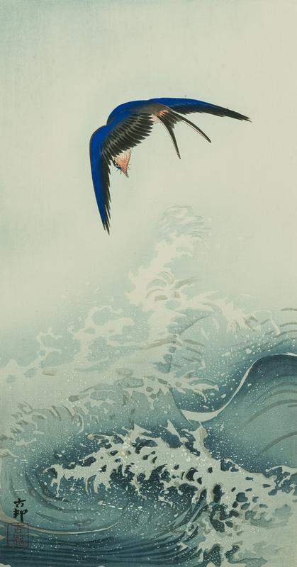 Swallow over the Ocean Wave
