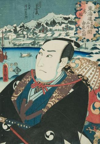 Takanawa between Nihonbashi and Shinagawa, Ichikawa Omezo as Oboshi Yuranosuke
