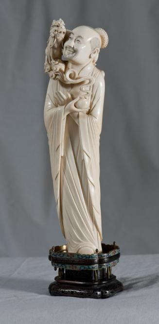 Ivory Statuette of Arhat or Lohan, with Dragon