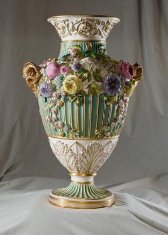 One of a Pair of Large Ornate Porcelain Vases