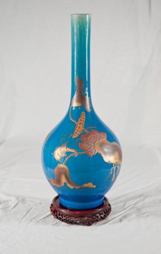 Glazed Porcelain Vase with Lacquer and Gilt
