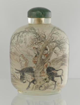 Glass Snuff Bottle with Designs painted on interior