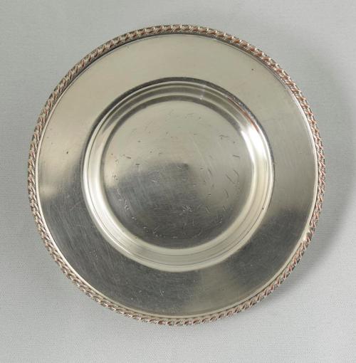 One of a pair of Silver Plated Coasters