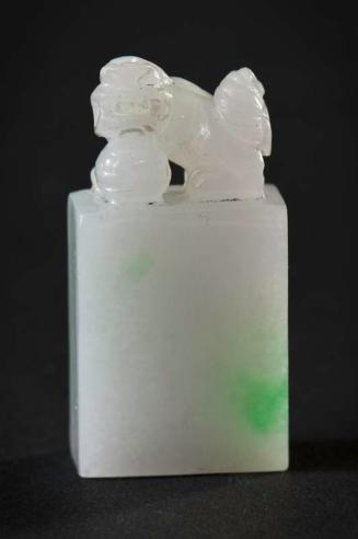 Jadeite Seal with Male Buddhist Lion