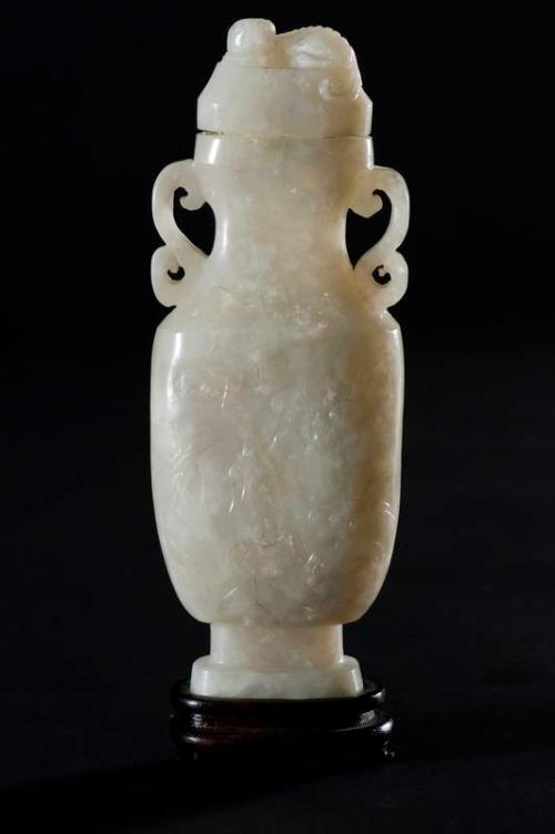 Lidded White Jade Vase