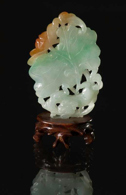 Jadeite Pendant in the form of a Lotus Leaf