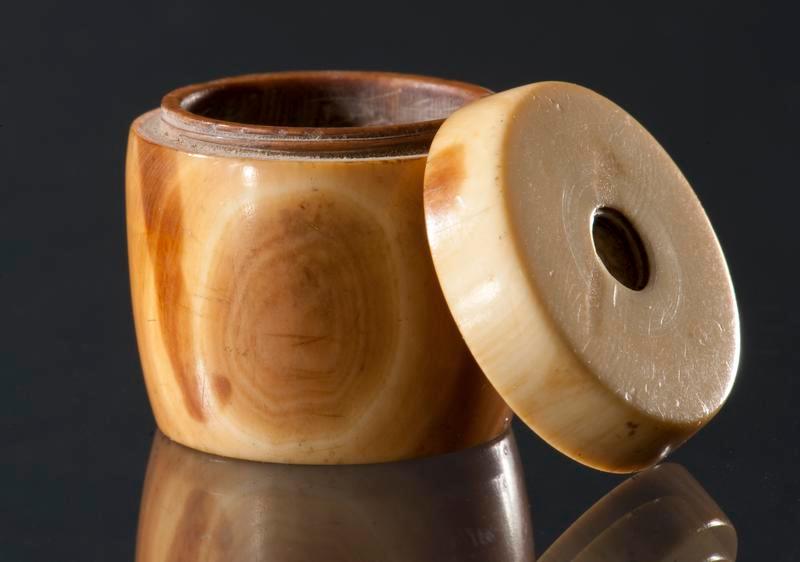 Ivory Opium Box in Drum Form