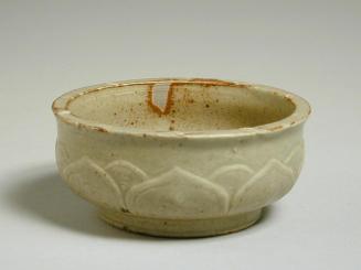 Stoneware Bowl with Lotus Petal Relief on Sides