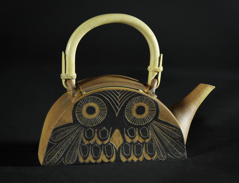 Stoneware Teapot with Owl Motif