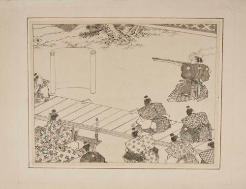 Untitled: samurai shooting a matchlock gun