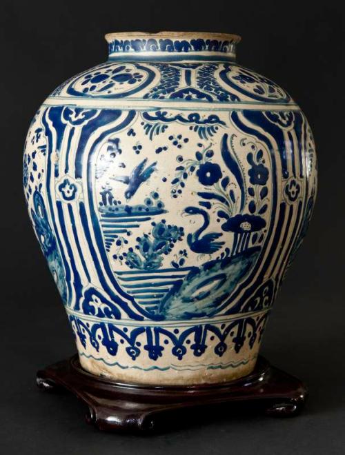 Baluster Vase with Blue and White Decoration