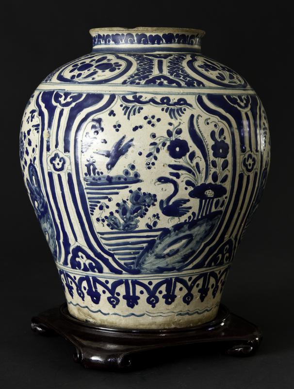 Baluster Vase with Blue and White Decoration
