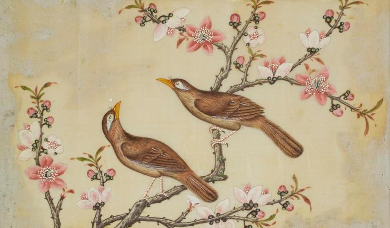Untitled: pair of birds with blossoms