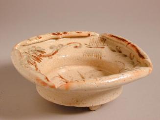 Footed Square Dish with Reed Motif