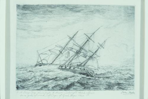 H.M. Troop Ship "Alumbagh", H. Anson-Cartwright, third officer. In a gale of wind off Cape of Good Hope 1864.