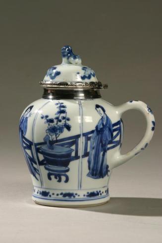Porcelain Mustard Pot with Silver Mount