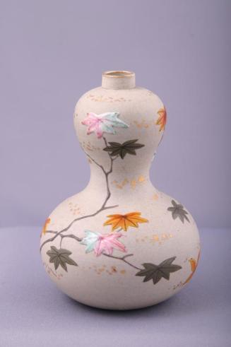 Miniature Vase with Enameled Leaf Design