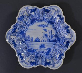 Hexagonal Plate with Underglaze Blue Decoration
