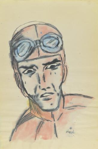 Untitled (red 'airman' with cap and goggles)