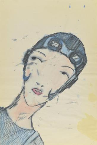 Untitled (blue 'airwoman' with cap and goggles)