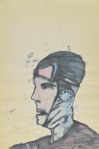 Untitled (blue 'airman' with cap and goggles)
