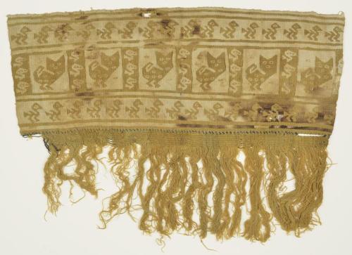 Cotton Sample with Stylized Bird Band Motif