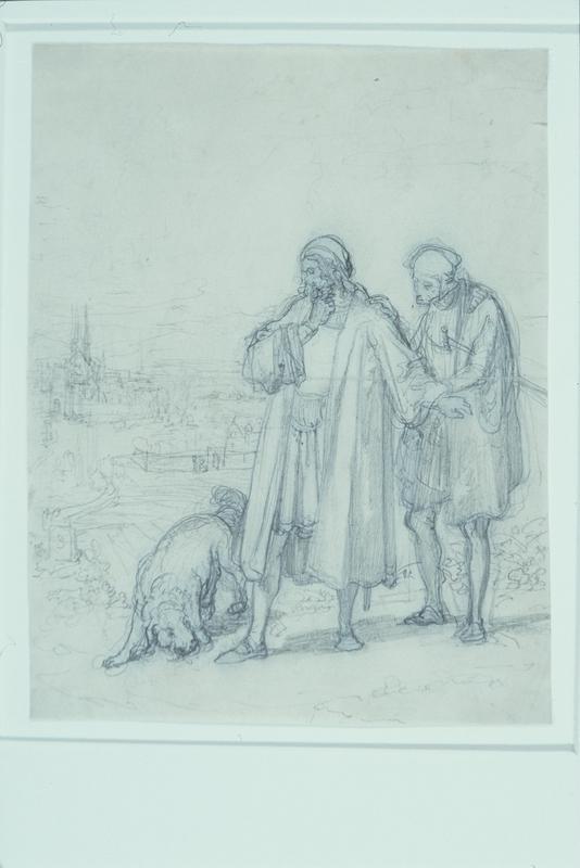 Untitled (Two Medieval Figures with Dog)