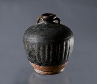 Black glazed stoneware jar