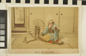 Untitled (Lady operating a spinning wheel)