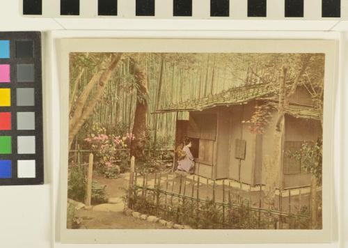 Untitled (lady at window of small house)