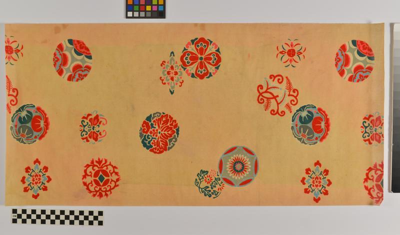 Yuzen-dyed fabric fragment