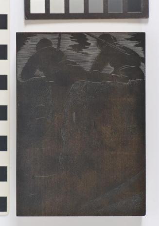 Woodblock for "Riel Climbs the Wall"