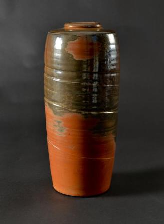 Large brown stoneware bottle