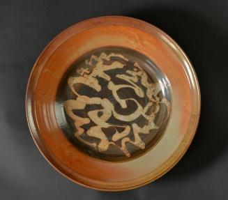 Large brown stoneware bowl