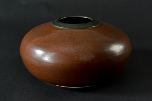 Large low brown Kamloops series porcelain vase