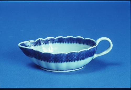 Blue on White Sauceboat with Baillie Family Armorial Crest