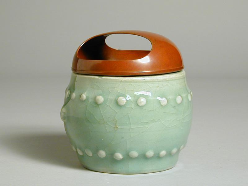 Stoneware Drum Shaped Jar