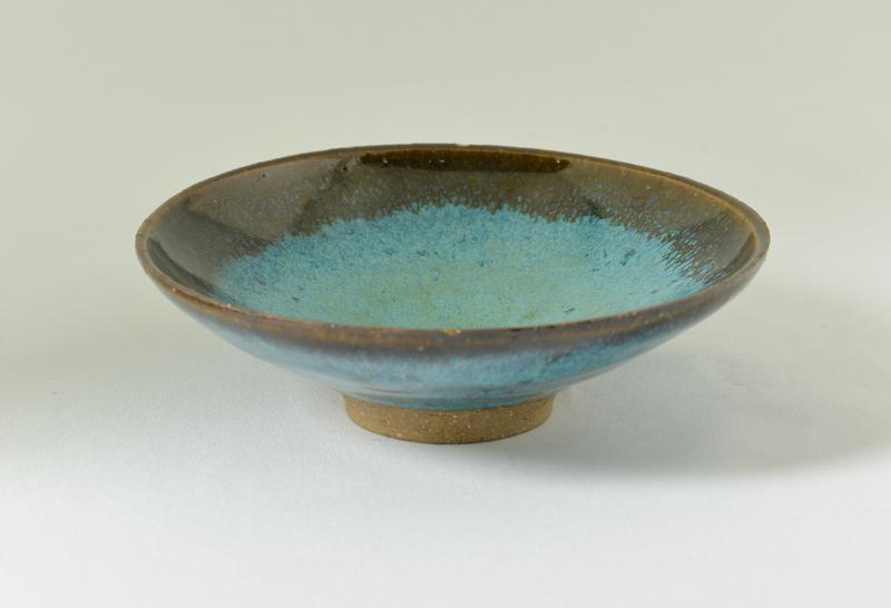 Shallow Dish with Blue Brown Glaze