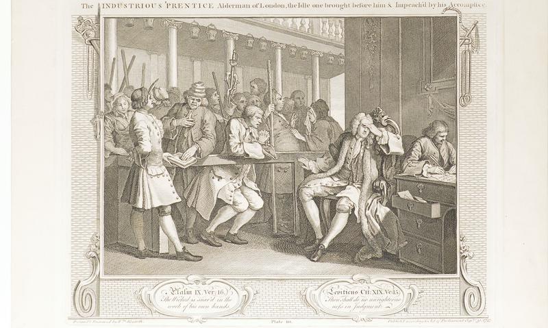 The Industrious 'Prentice Alderman of London, the Idle one brought before him & Impeach'd by his Accomplice